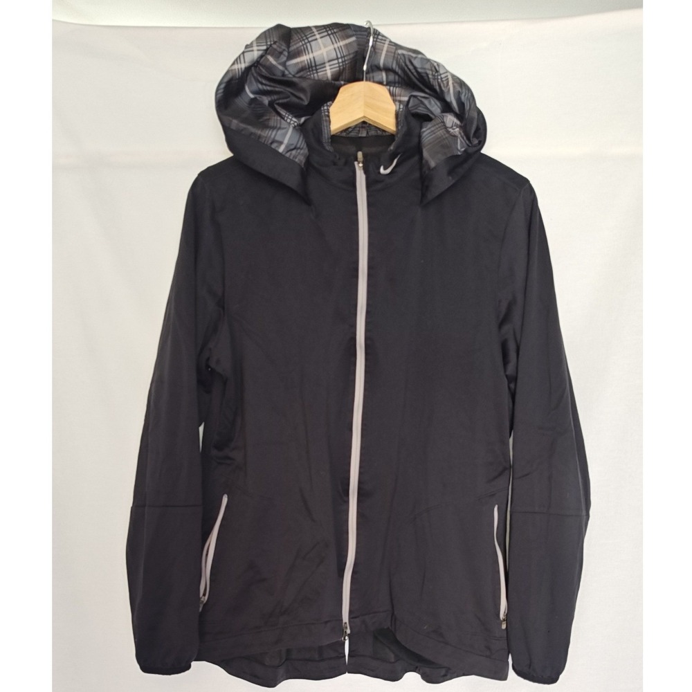 Nike Golf Full Zip 627187-010 Black Hooded Softshell Windbreaker Jacket Medium